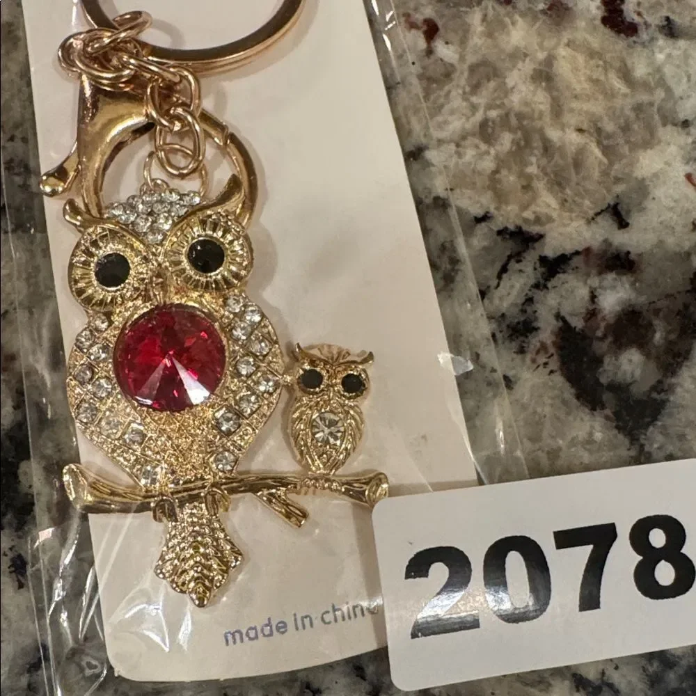 2078 Rhinestone, Owl Key Ring & Bag‎ Charm